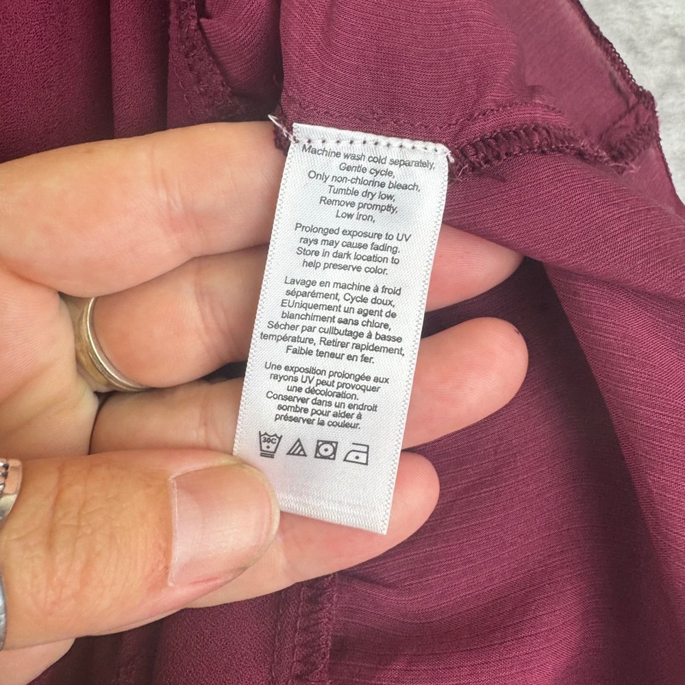 Coldwater Creek Blouse Women XL Burgundy Linen Layered Short Sleeve (1809) - Picture 5 of 12